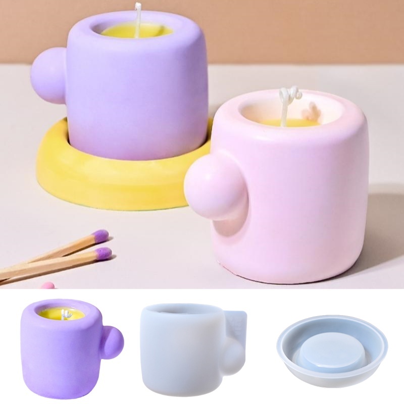 Candle Containers - Taza 3D con posavasos, molde de