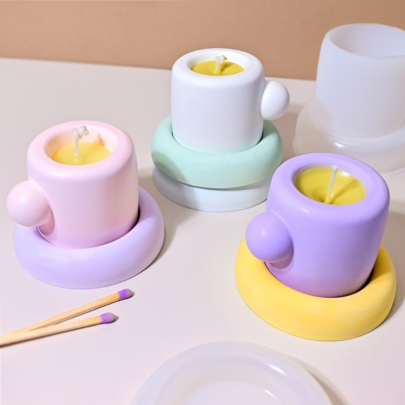 Taza 3D con posavasos, molde d - Candle Containers reseña y precio